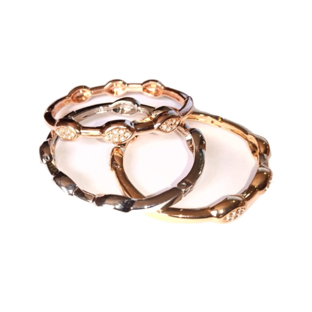 3 in 1 Women Close Up Bangle Gold, Rose Gold & Silver