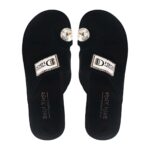 Black Wedge Slippers