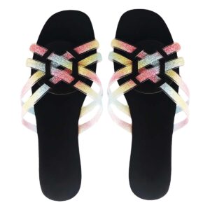 Multi-colored Woven Sequins Slippers