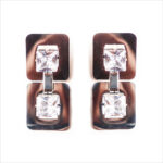Stone Silver Double Square Earring