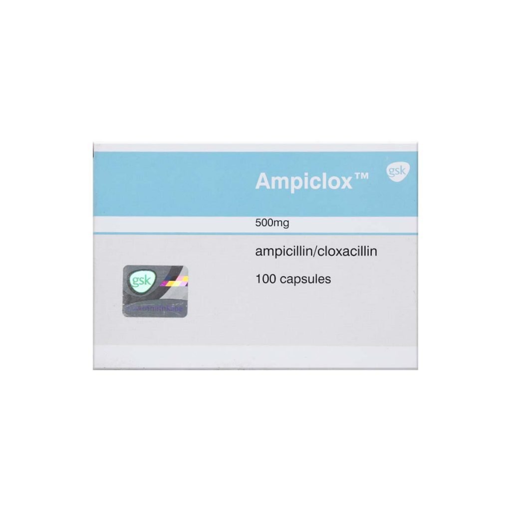 Ampiclox Ampicillin/Cloxacillin 500mg 100 Capsules