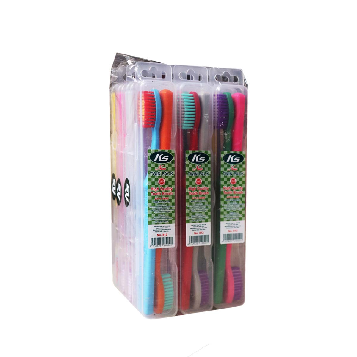 KS Twin Pack High Quality Hard Tooth Brush x 12