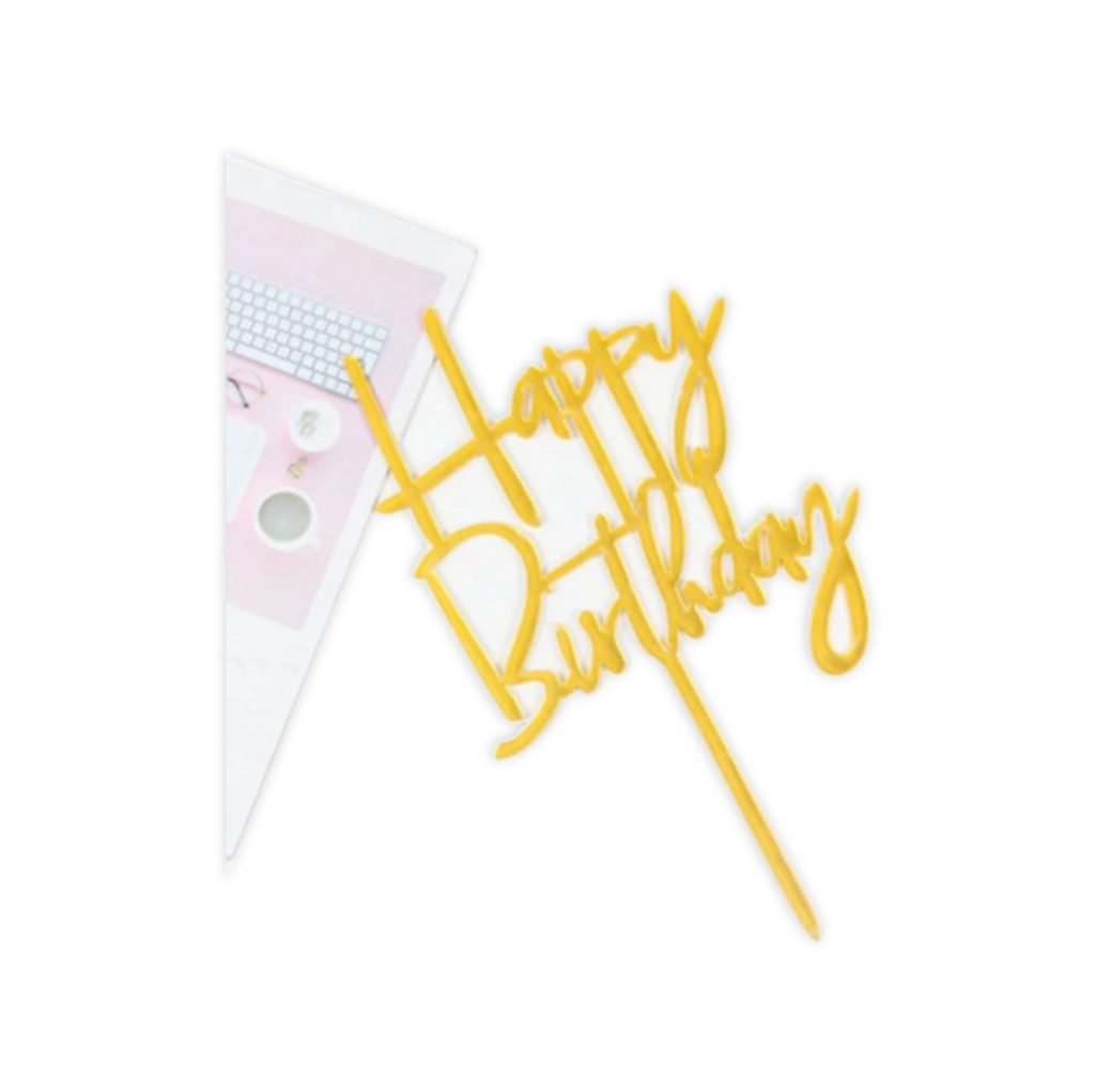 Gold Acrylic Cake Toppers Happy Birthday 2