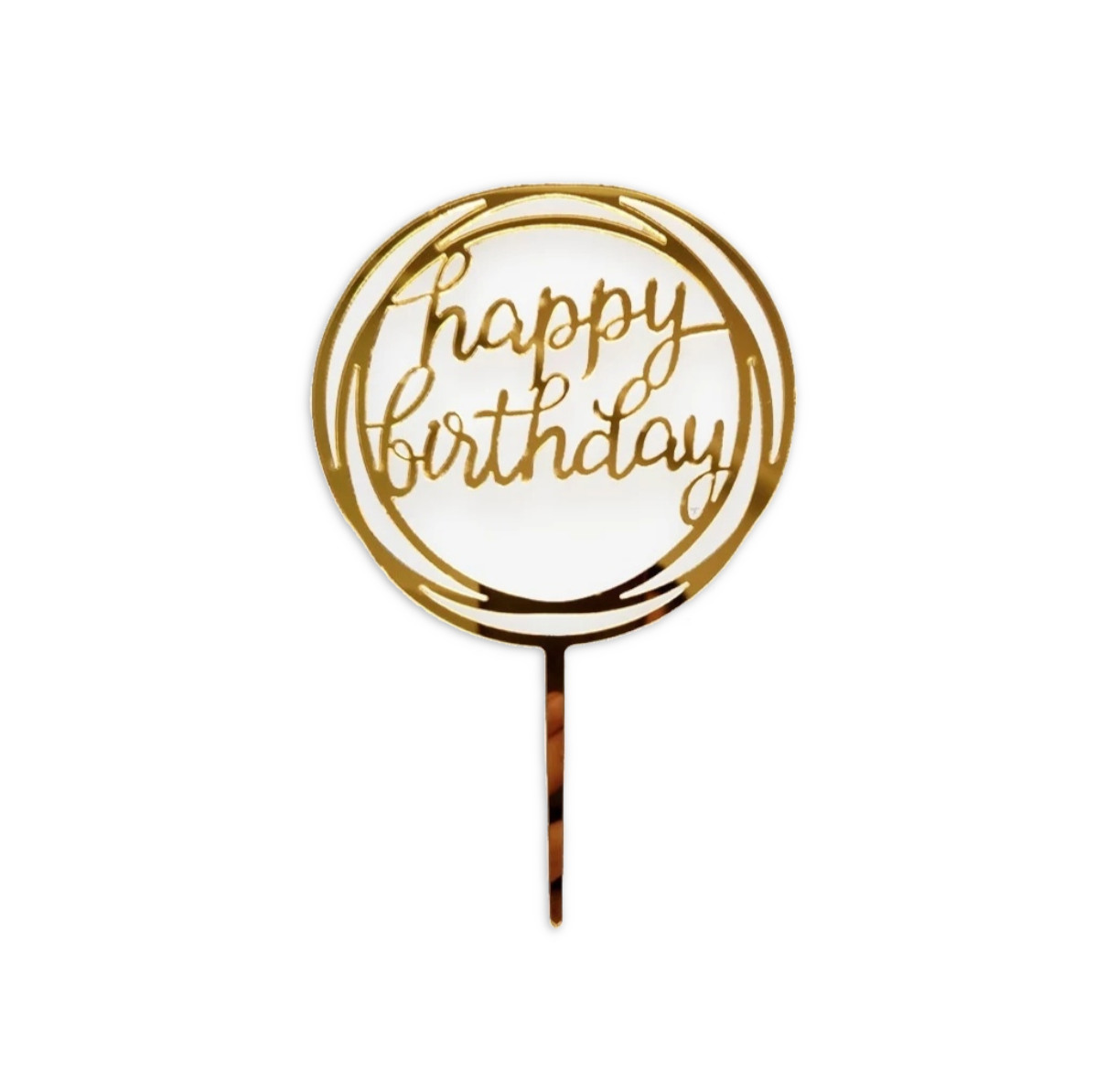 Gold Acrylic Cake Toppers Happy Birthday 3