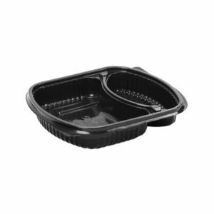 2 Compartment Wide Disposable Plastic Food Container With Lid