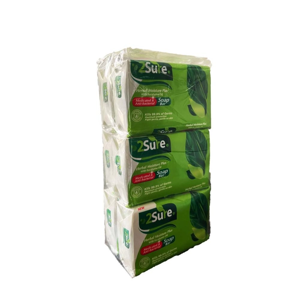 2Sure Herbal Moisture Plus With Eucalyplus Oil Medicated & Anti-Bacterial Soap Bar 70g x 6