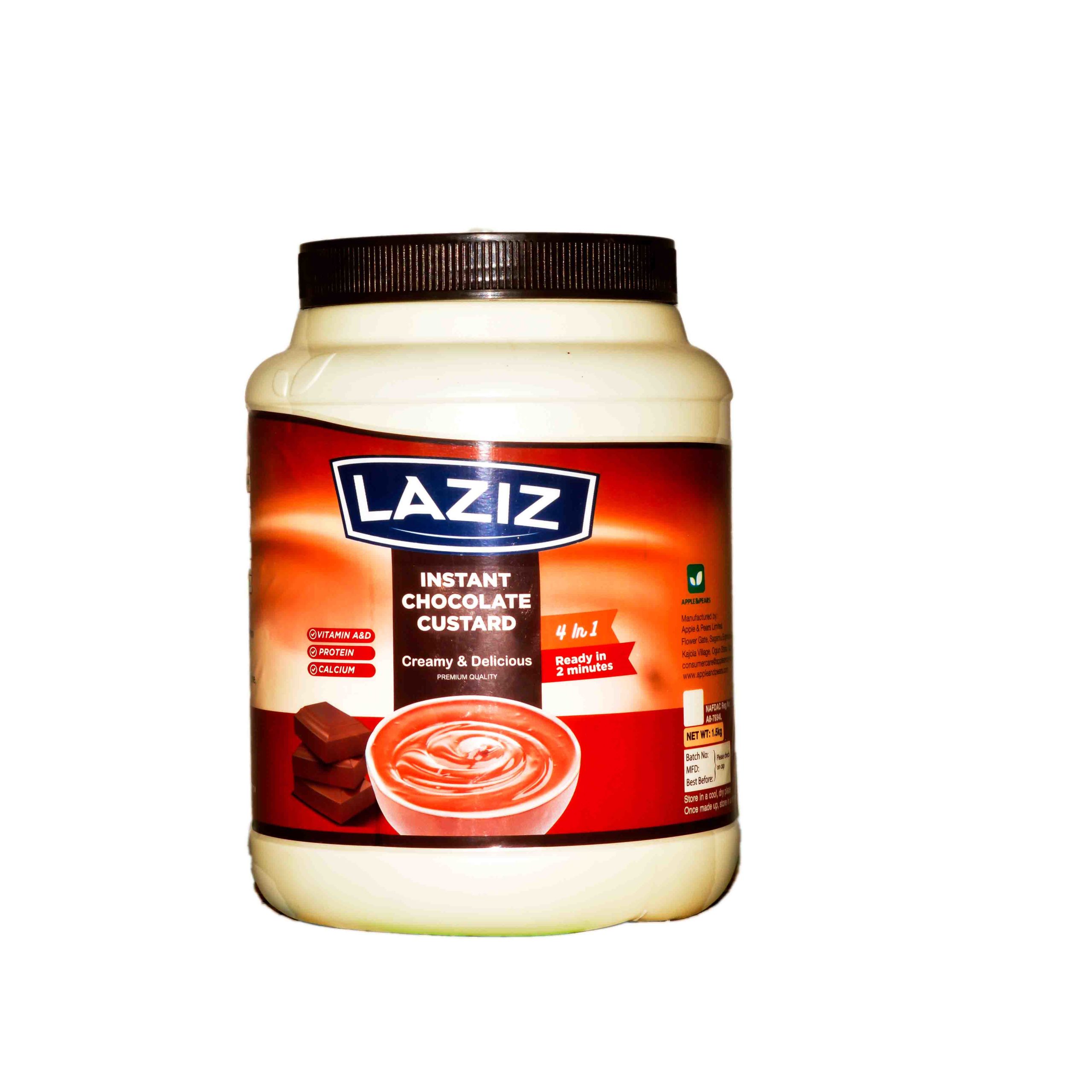 Laziz 4 In 1 Instant Chocolate Custard Powder Jar 1.5kg